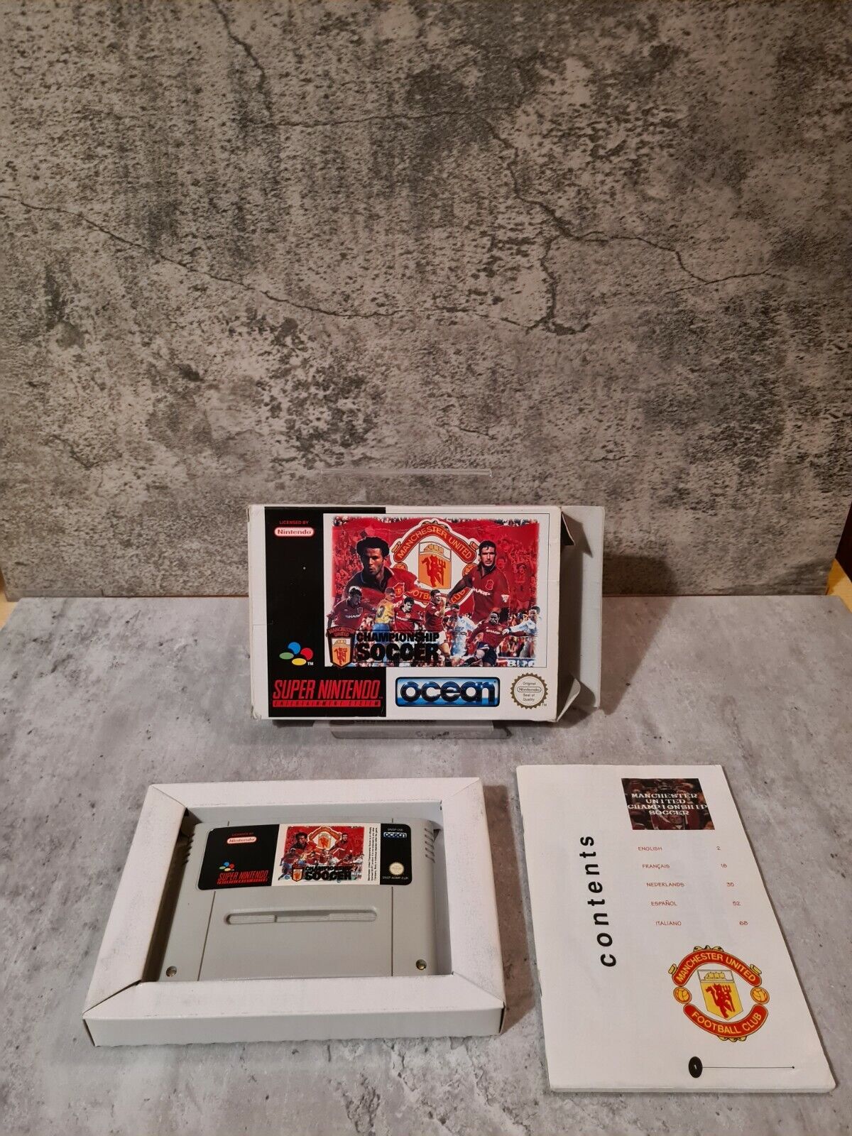 Super Nintendo Manchester United Championship Soccer mit OVP und Anleitung UKV - T-Retro-Games 