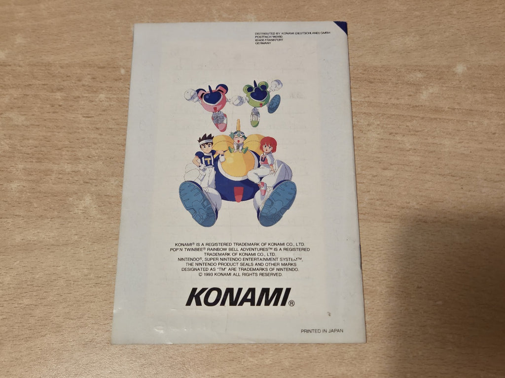 SuperNintendo Pop'N Twinbee Rainbow Bell Adventures Instruction Booklet NOE/SFRG