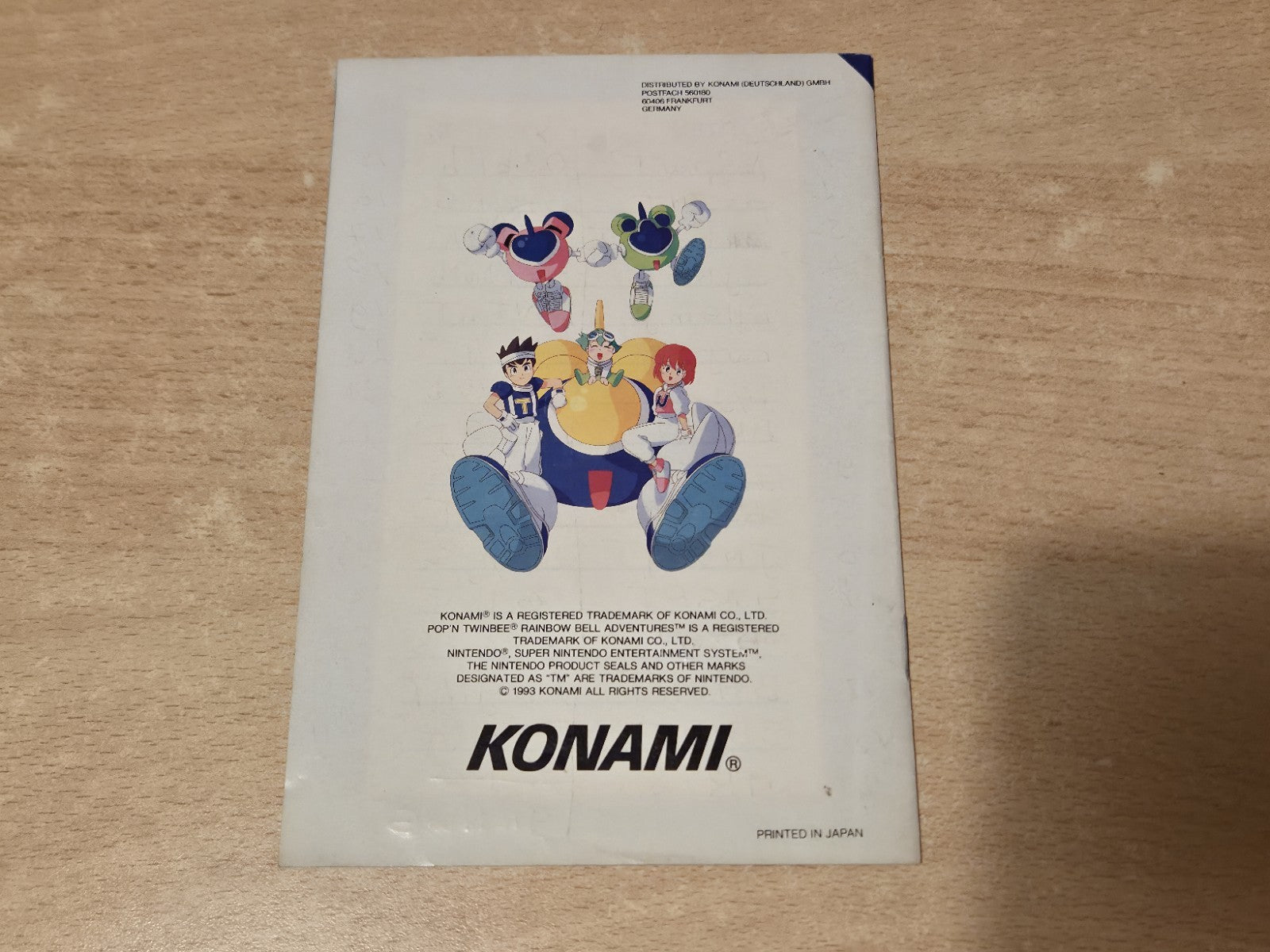 SuperNintendo Pop'N Twinbee Rainbow Bell Adventures Instruction Booklet NOE/SFRG
