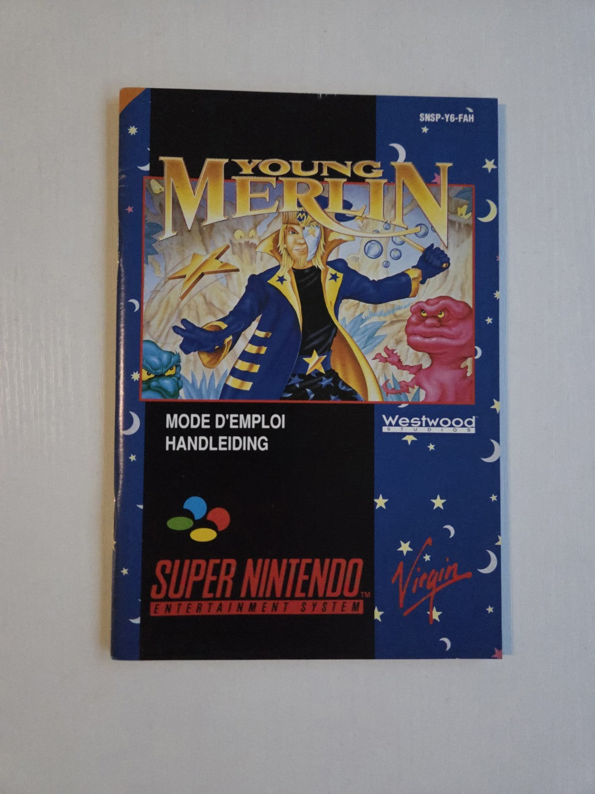 SNES Super Nintendo Young Merlin Spielanleitung Instruction Booklet FAH