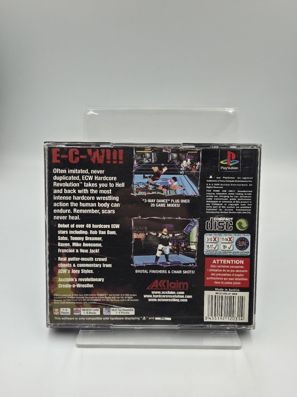 PS1 Playstation 1 Spiel ECW Hardcore Revolution mit OVP  Anleitung Englisch