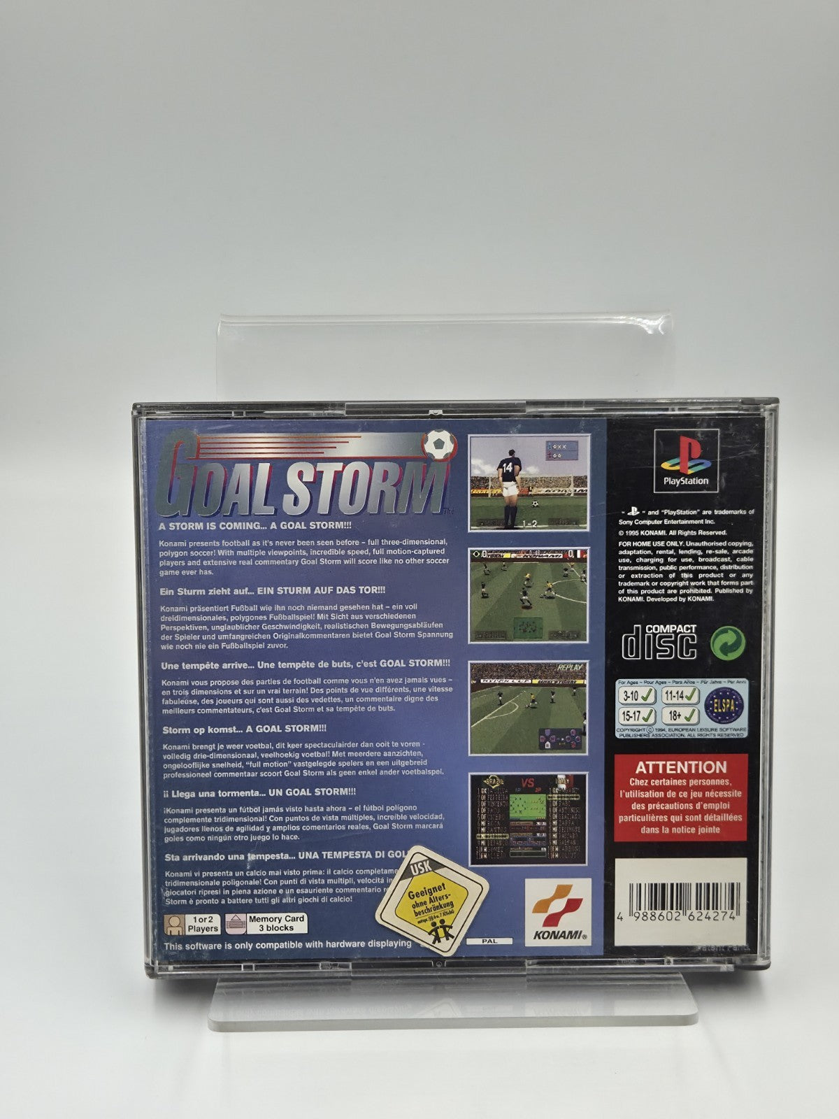 PS1 Playstation 1 Spiel Goalstorm mit OVP und Anleitung Multilingual