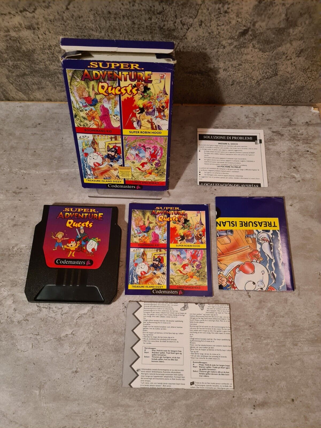NES Codemasters Super Adventure Quests mit OVP und Anleitung + Poster - T-Retro-Games 