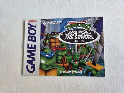 Game Boy Classic Turtles II Back from the Sewers Instruction Booklet FRG