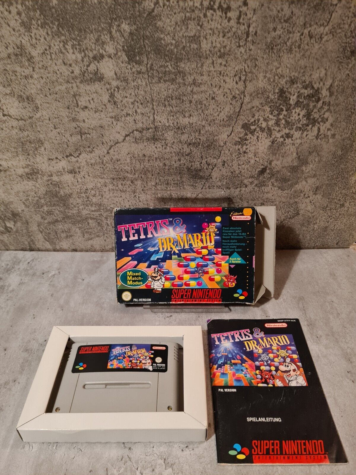SNES Super Nintendo Tetris & Dr. Mario mit OVP und Anleitung NOE - T-Retro-Games 