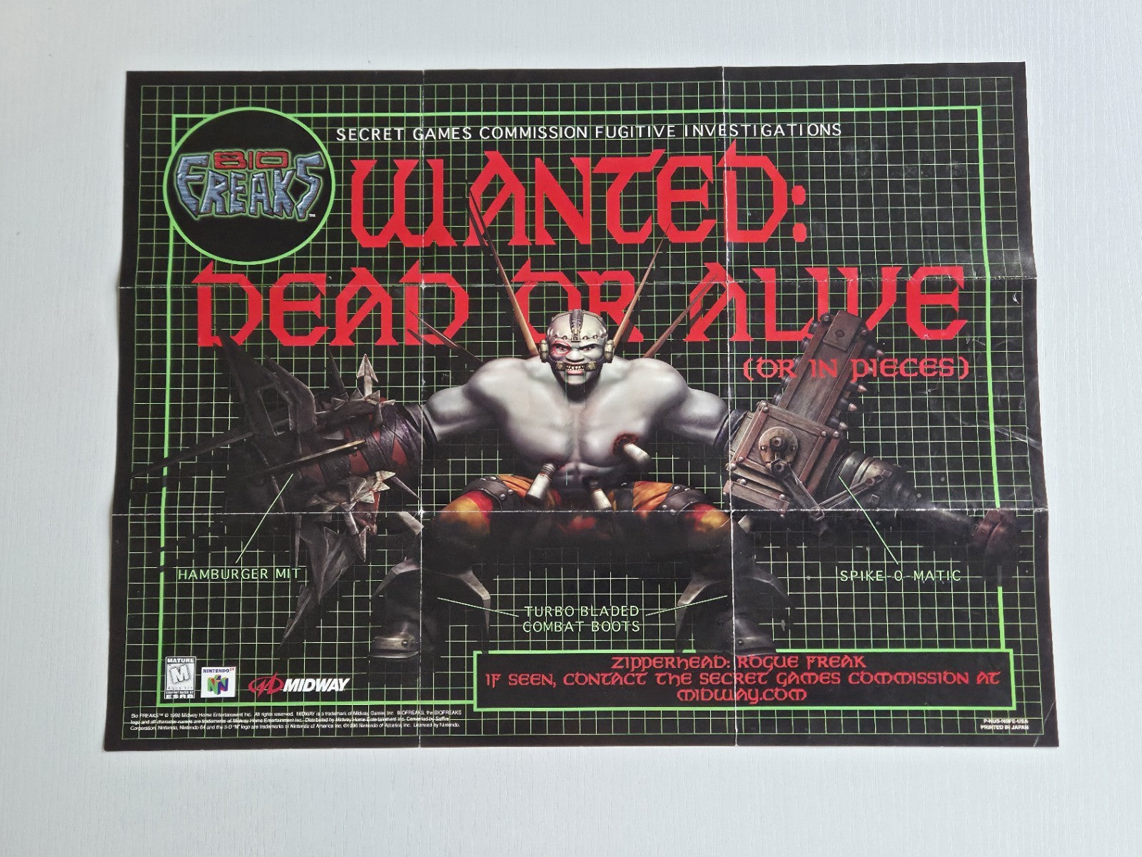 N64 Nintendo 64 Bio Freaks Character Moves Poster Reklame Flyer Insert USA