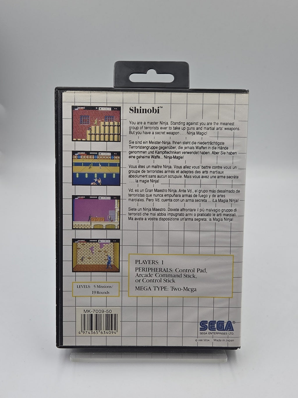 Sega Master System Spiel Shinobi mit OVP und Anleitung Multi Language 