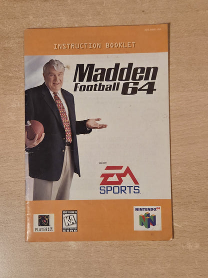 N64 Nintendo 64 Madden Football 64 Instruction Booklet USA