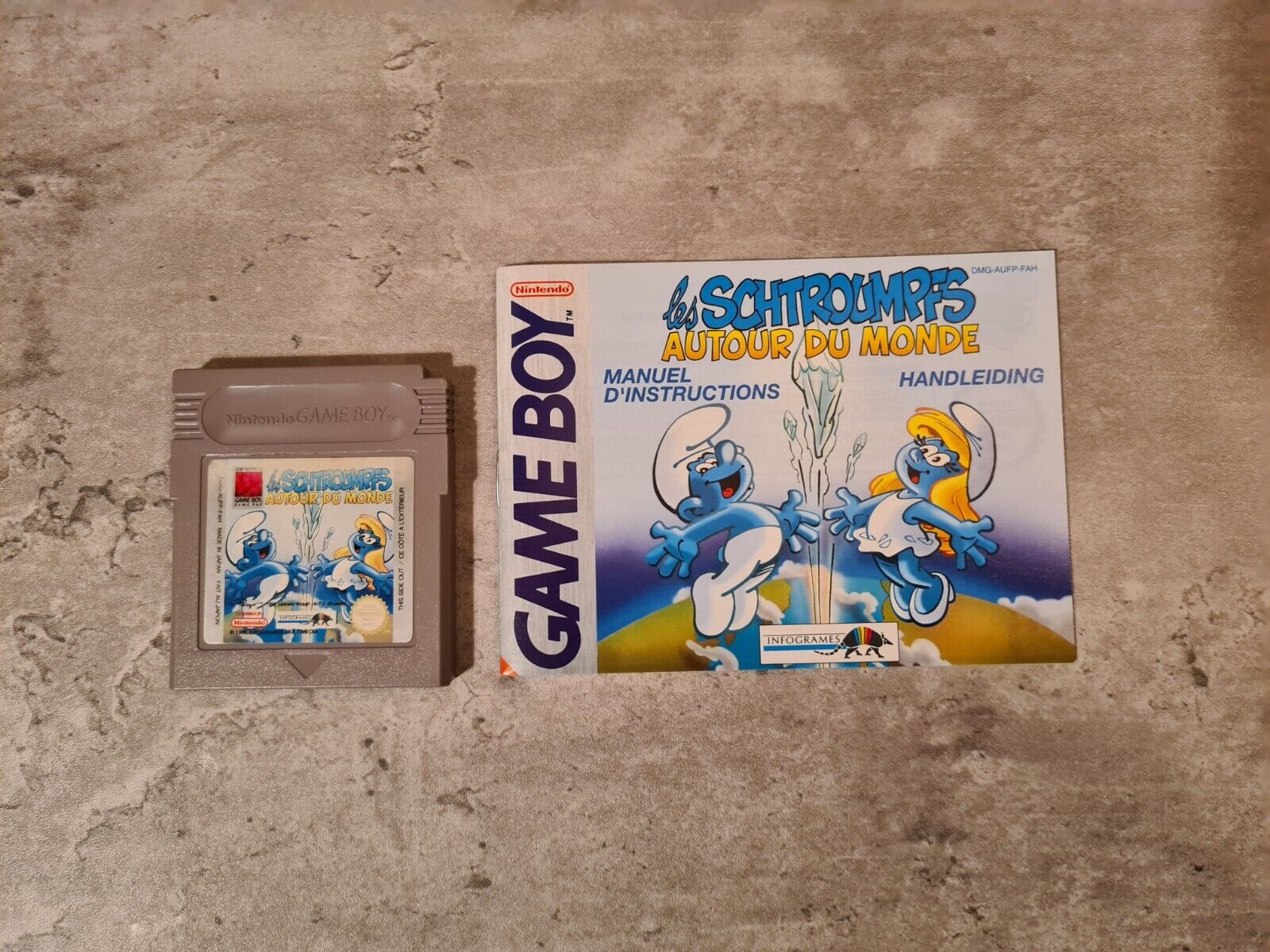 Game Boy Classic Les Schtroumpfs Autour Du Monde + OVP + Anleitung + Poster FAH - T-Retro-Games 