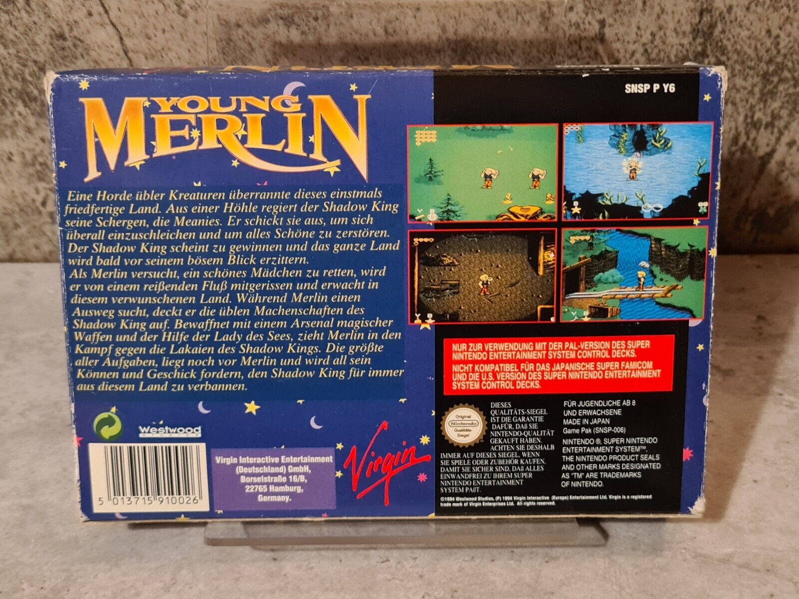 SNES Super Nintendo Young Merlin mit OVP und Anleitung NOE/UKV - T-Retro-Games 