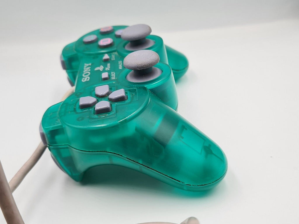 PS1 Playstation 1 Dual-Shock Controller Joystick Emerald Transparent SCPH-1200 - T-Retro-Games 
