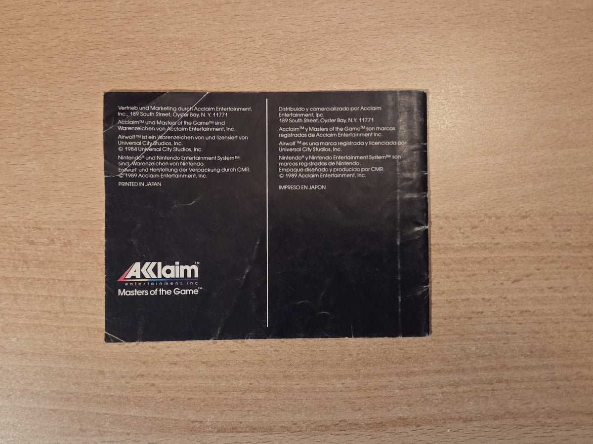 NES Airwolf Spielanleitung Instruction Booklet FRG
