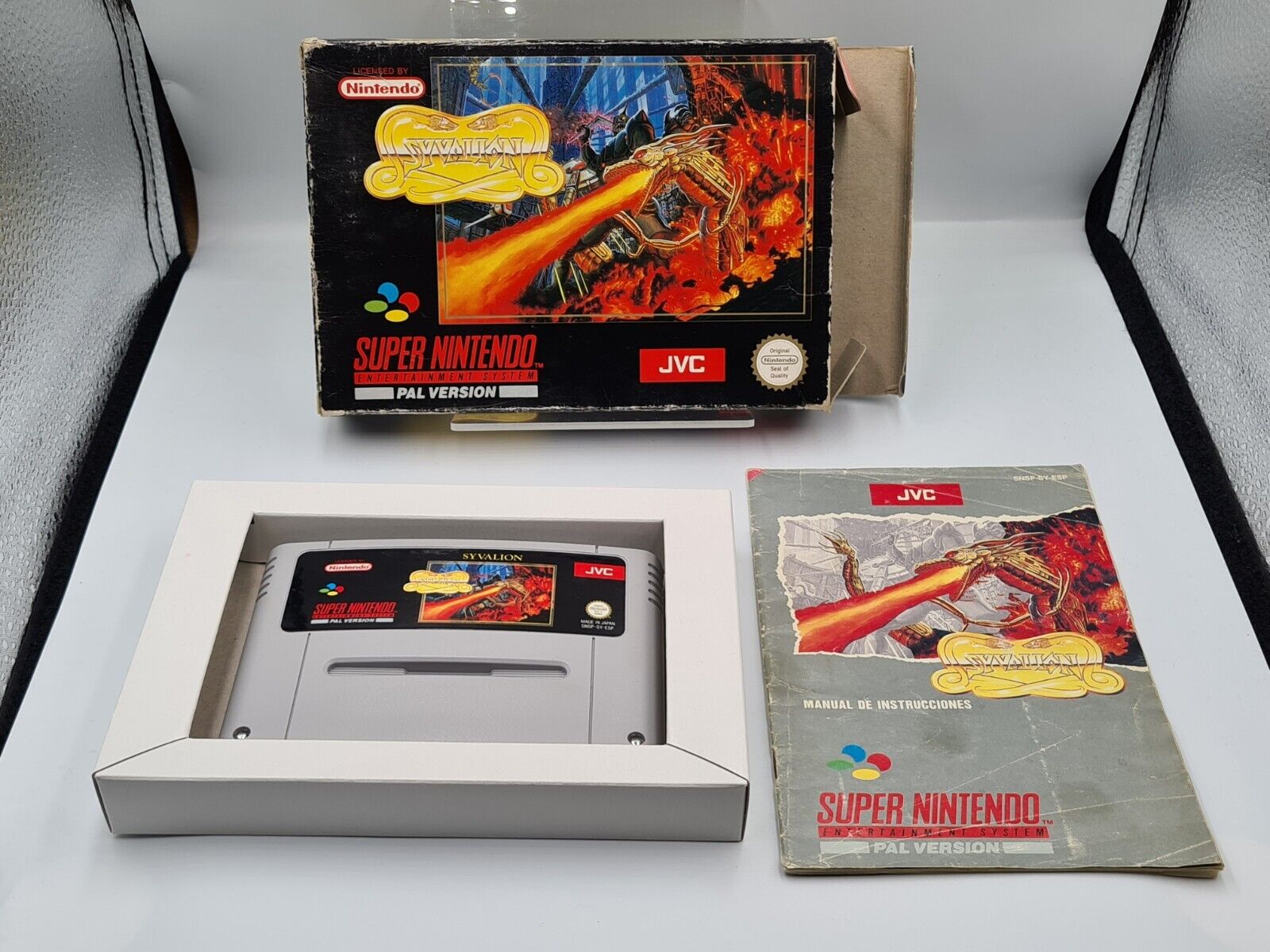 SNES Super Nintendo Syvalion mit OVP und Anleitung ESP - T-Retro-Games 