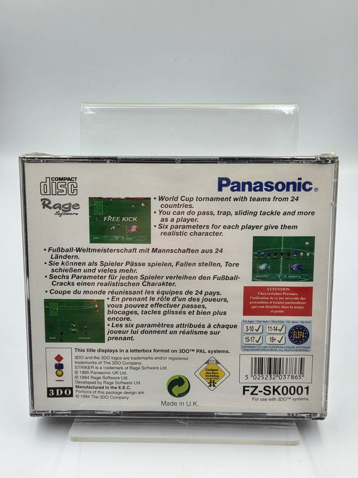 3DO Spiel Striker World Cup Special Sealed Neu New PAL Multilingual