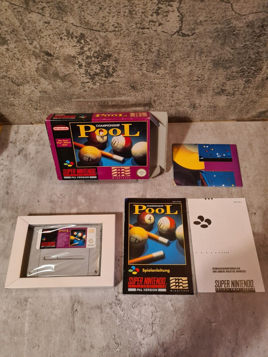SNES Super Nintendo Championship Pool mit OVP und Anleitung + Poster NOE - T-Retro-Games 