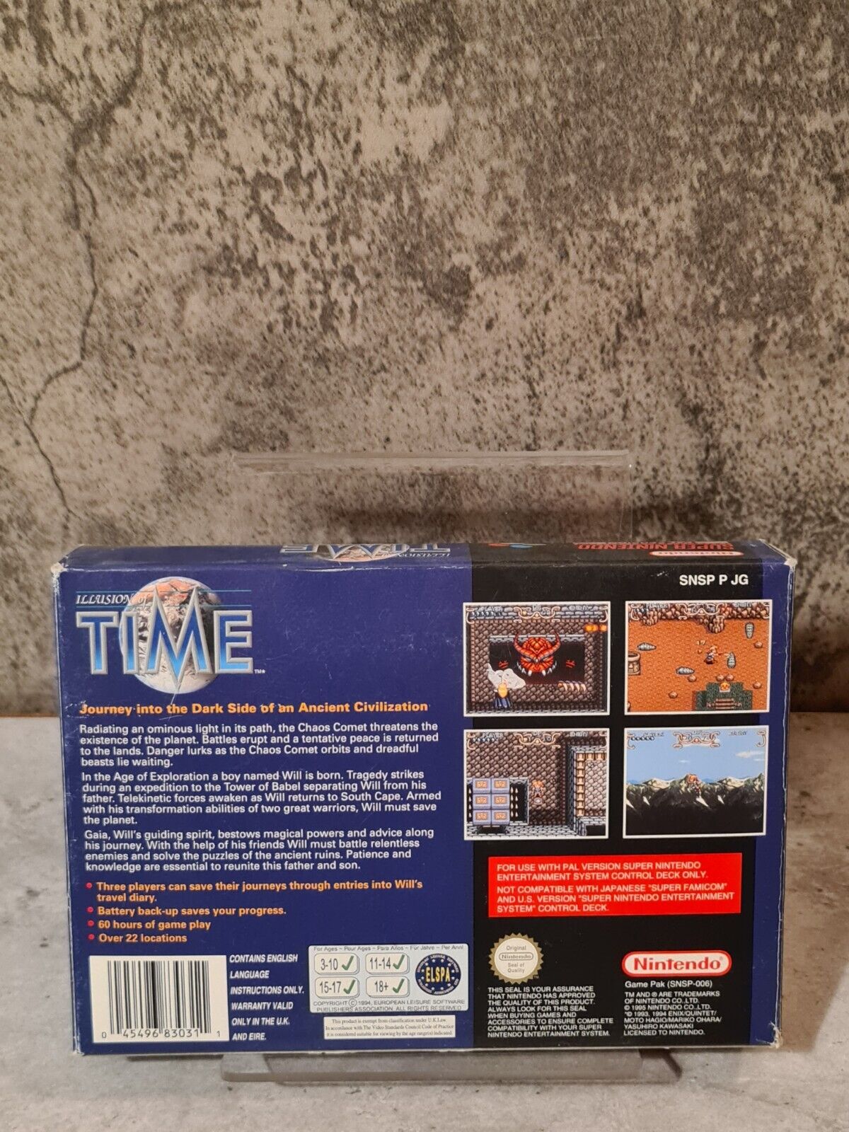 SNES Super Nintendo Illusion of Time mit OVP und Anleitung + Karte UKV - T-Retro-Games 