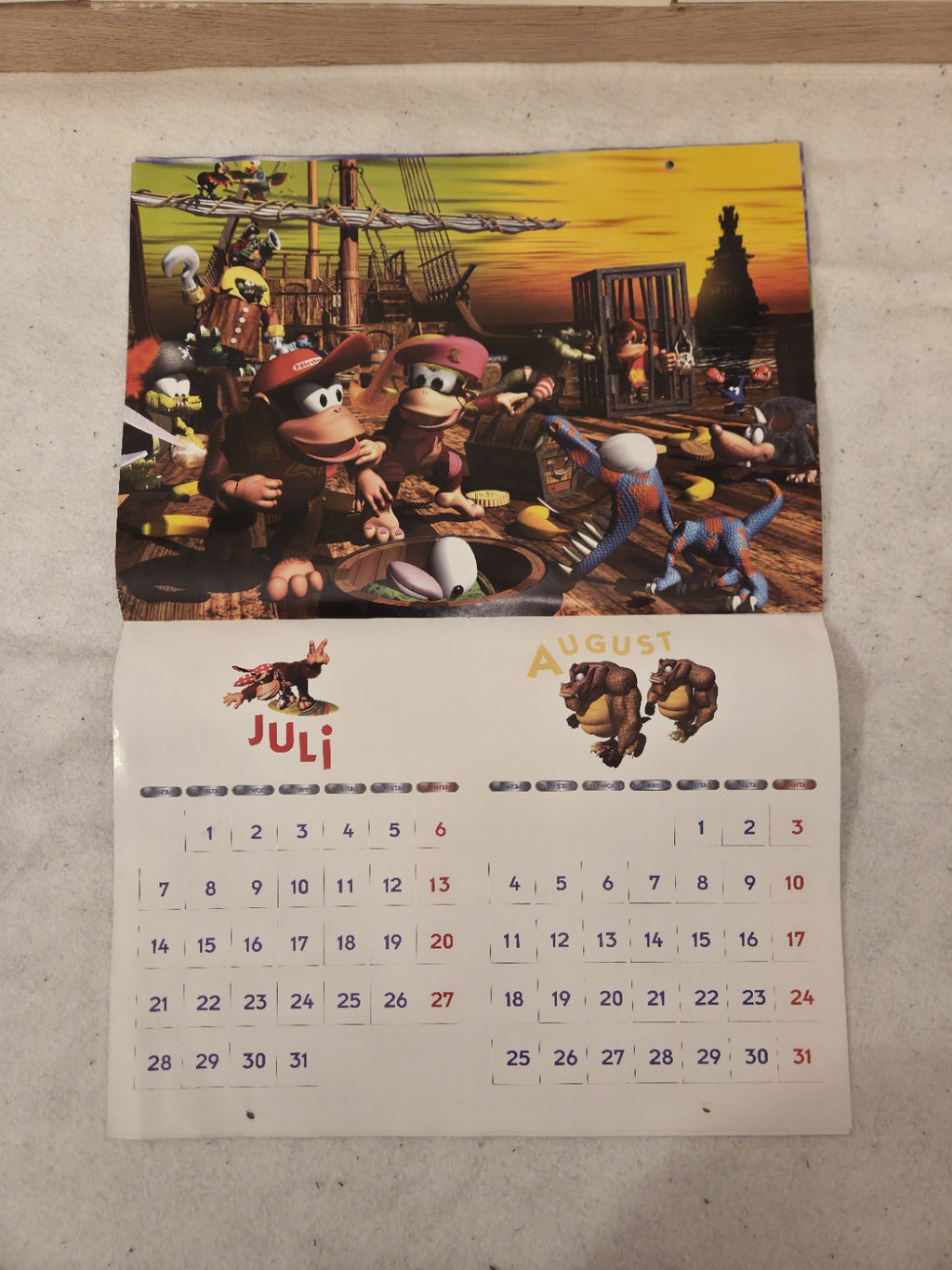 N64 Nintendo 64 Donkey Kong Kalender Calendar 1997 Nintendo