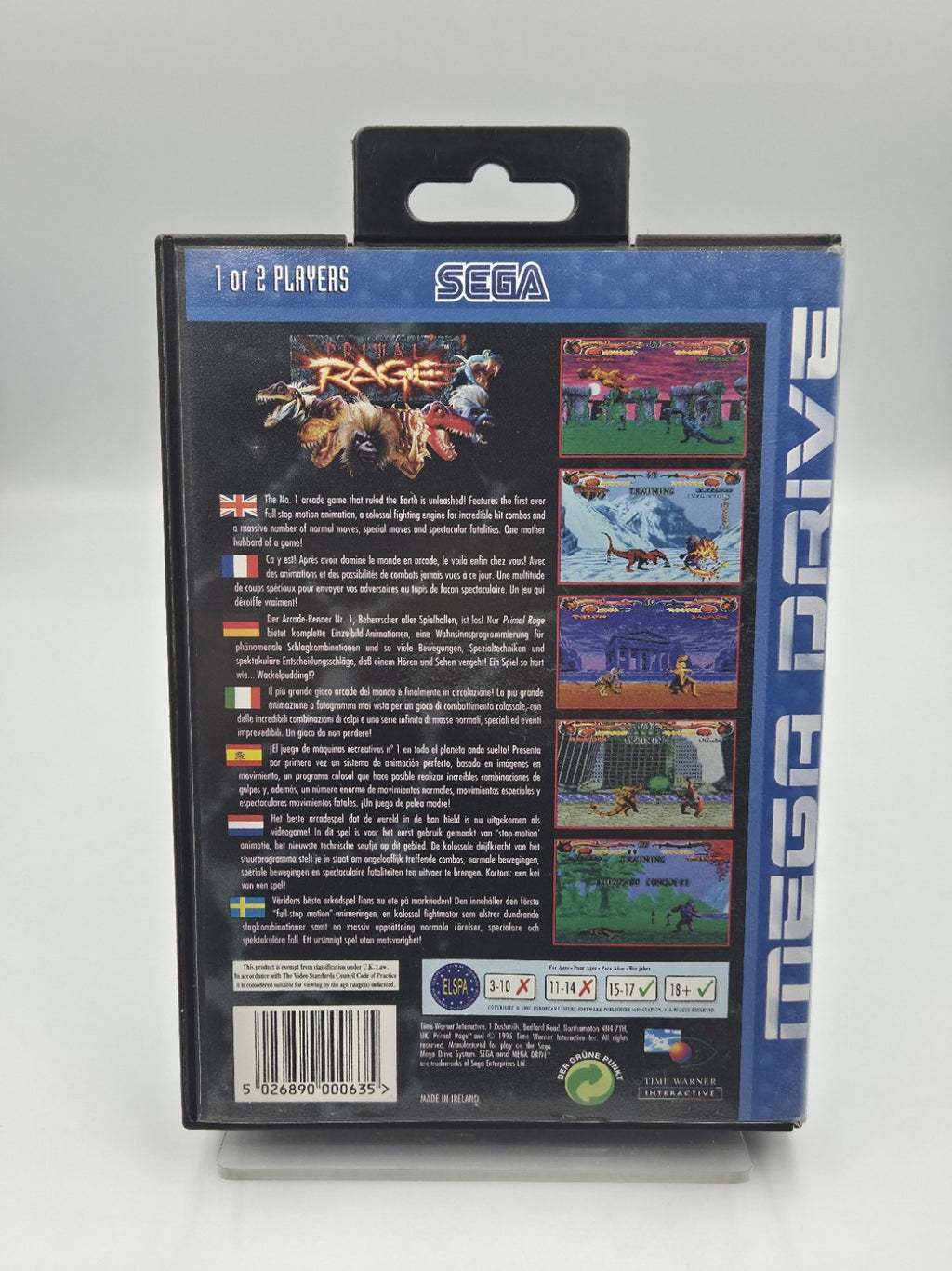 Sega Mega Drive Spiel Primal Rage mit OVP und Anleitung Multilingual 