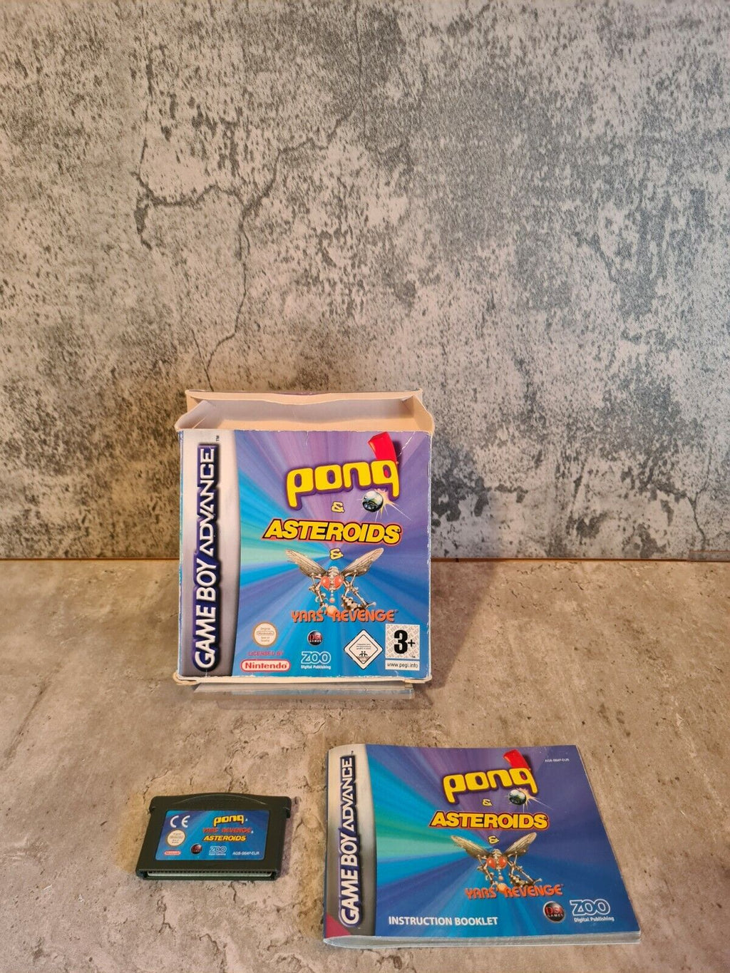 Gameboy Advance Pong + Asteroids + Yars Revenge mit OVP und Anleitung EUR - T-Retro-Games 