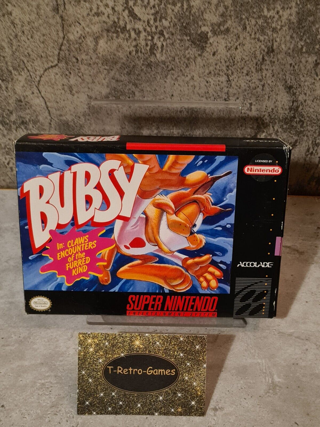 SNES Super Nintendo Bubsy mit OVP und Anleitung NTSC-USA - T-Retro-Games 