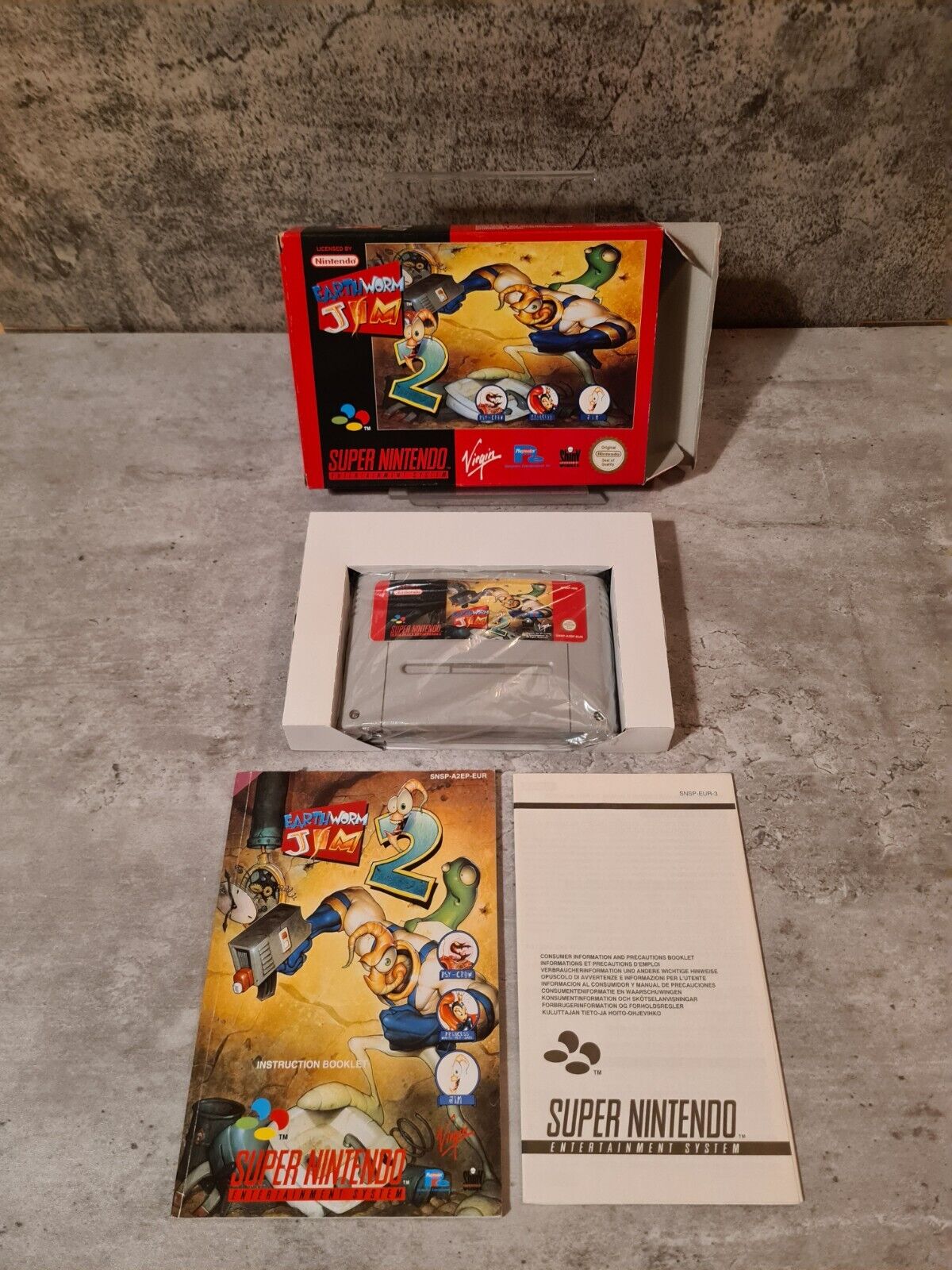 SNES Super Nintendo Earthworm Jim 2 mit OVP und Anleitung EUR - T-Retro-Games 