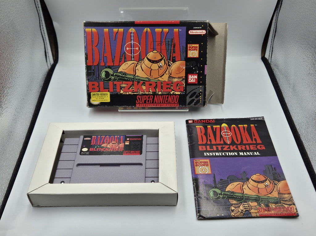 SNES Super Nintendo Spiel Bazooka Blitzkrieg mit OVP und Anleitung NTSC USA