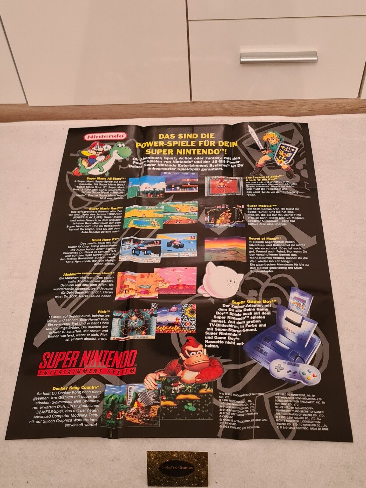 SNES Super Nintendo Anschlussplan Poster Deutsch NOE 1991 - T-Retro-Games 