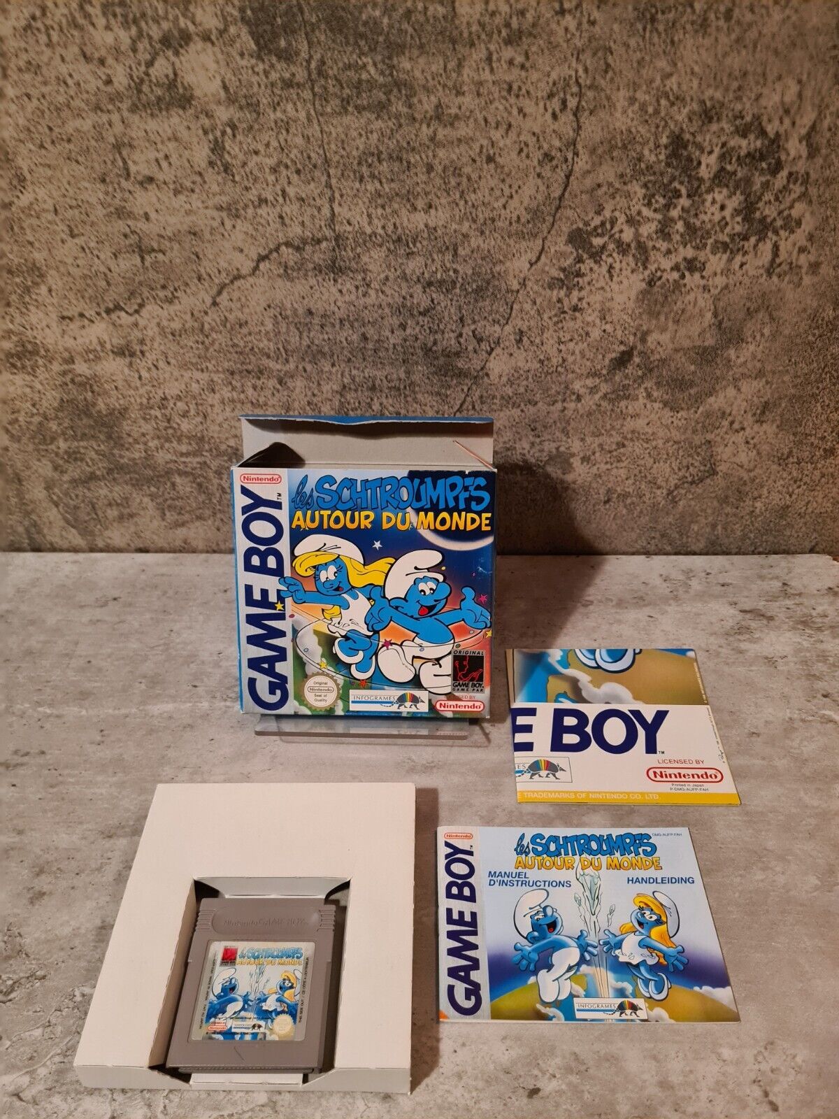 Game Boy Classic Les Schtroumpfs Autour Du Monde + OVP + Anleitung + Poster FAH - T-Retro-Games 
