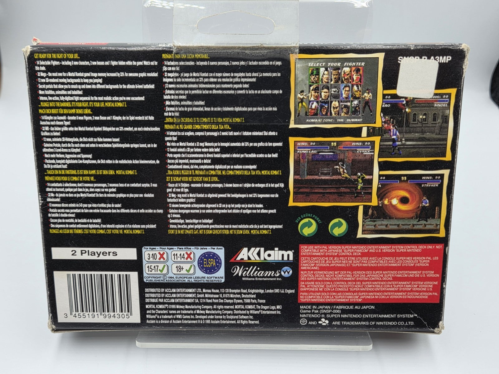 SNES Super Nintendo Mortal Kombat III 3 mit OVP und Anleitung EUR
