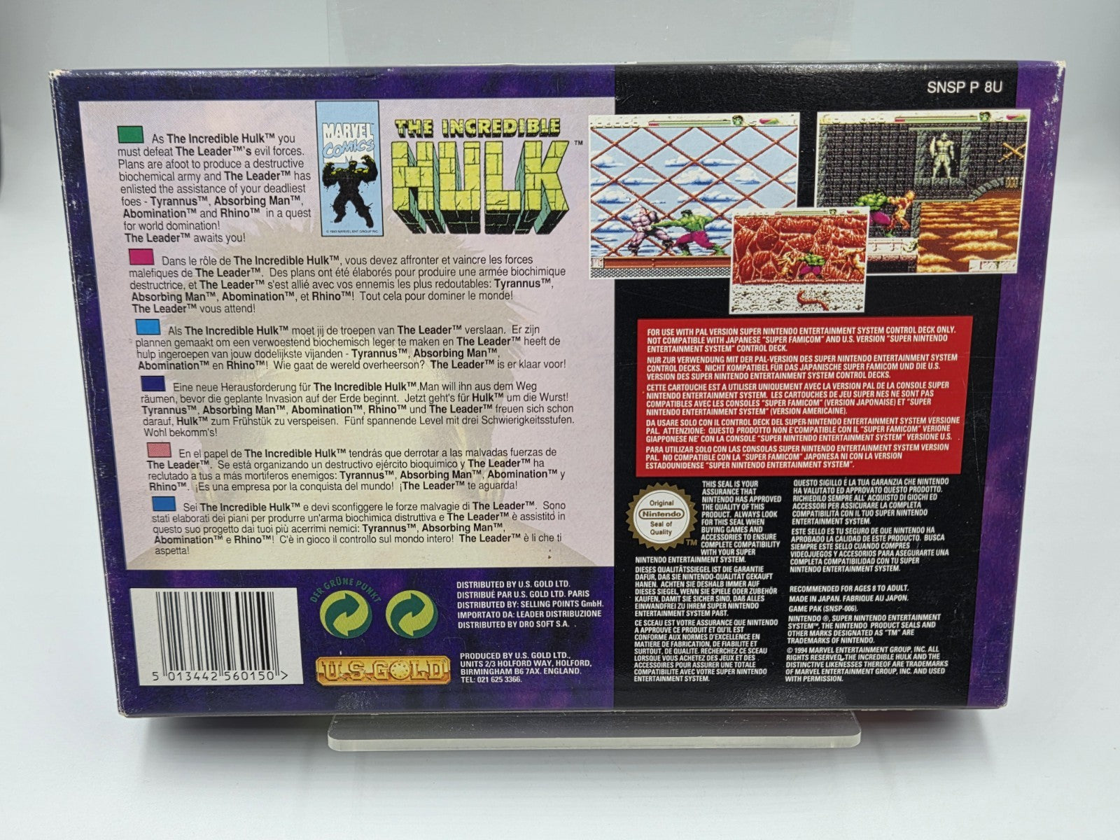 SNES Super Nintendo The Incredible Hulk mit OVP und Anleitung EUR