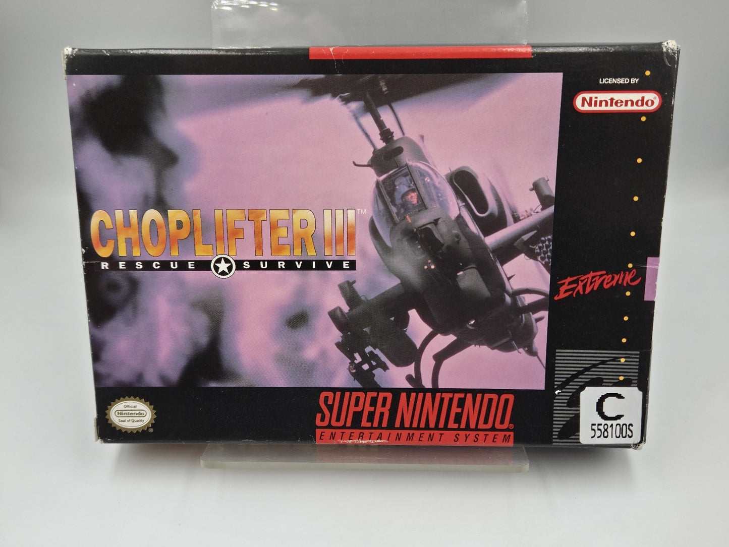 SNES Super Nintendo Choplifter III Rescue Survive Leer OVP Empty Box NTSC USA