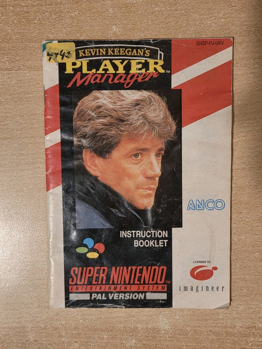 SNES Super Nintendo Kevin Keegan's Player Manager Instruction Booklet UKV