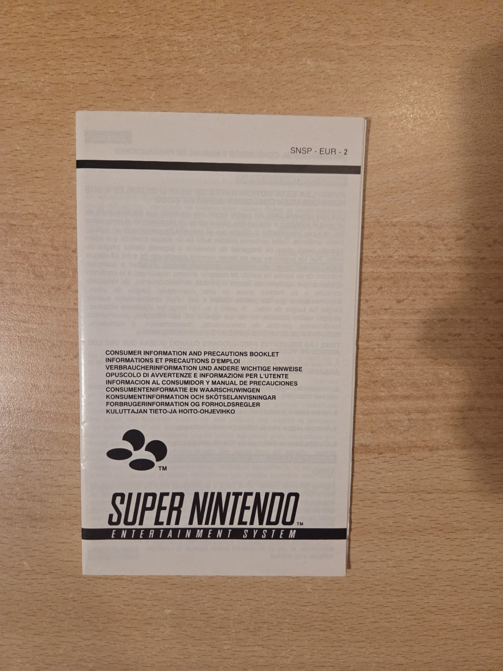 Super Nintendo Consumer Information Spielanleitung Instruction Booklet EUR-2