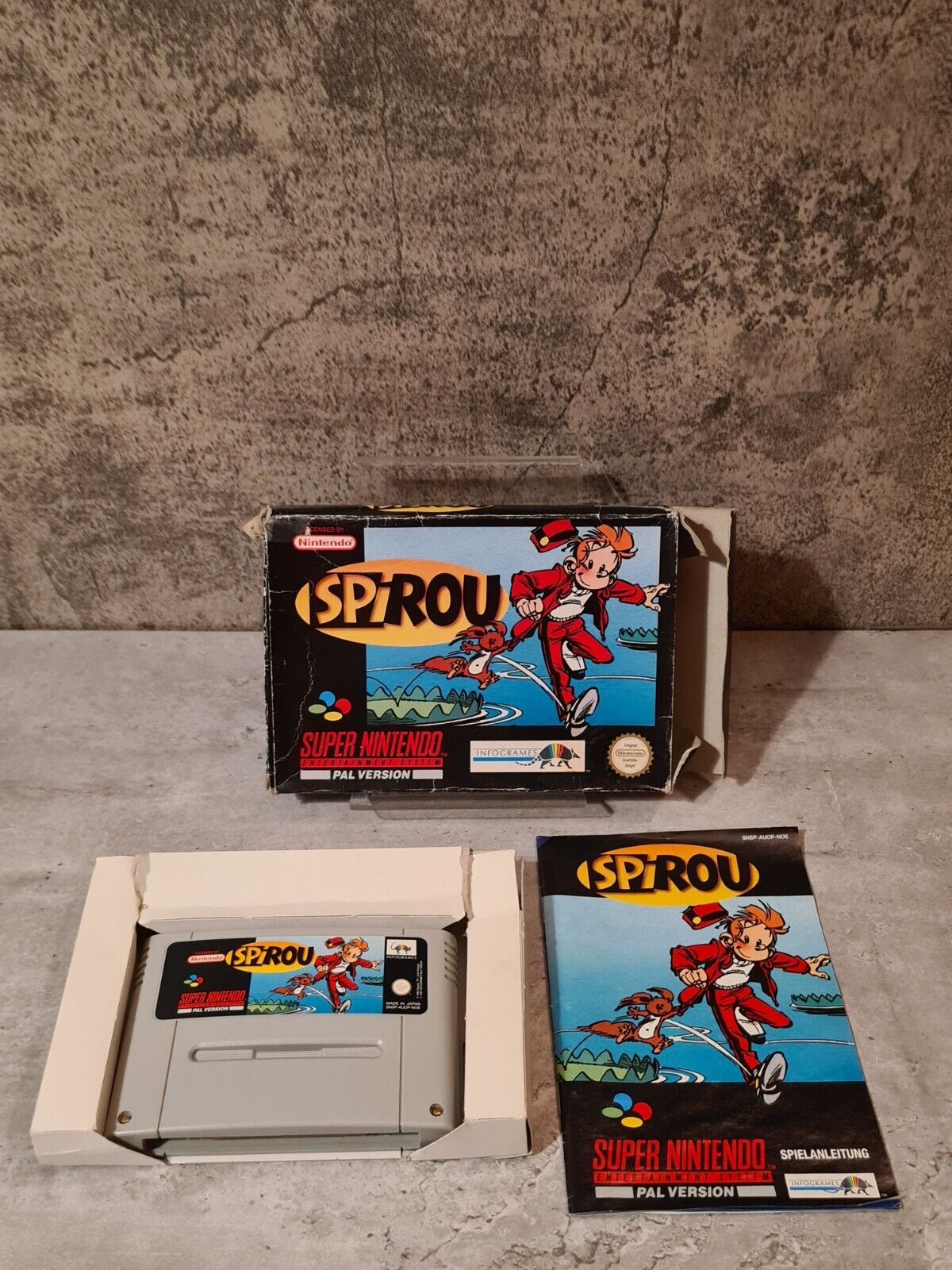 SNES Super Nintendo Spirou / Robbedoes mit OVP und Anleitung NOE - T-Retro-Games 
