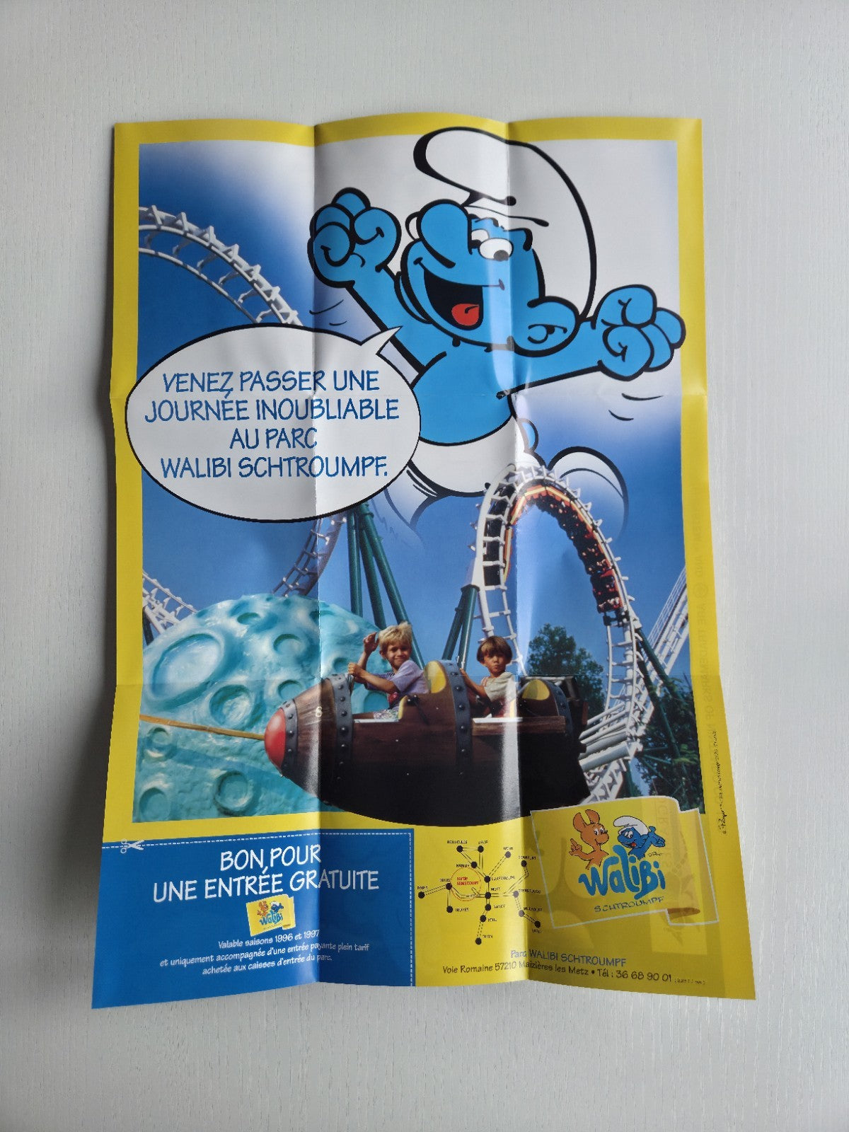 SNES Super Nintendo Les Schtroumpfs Autour Du Monde Poster Reklame Flyer FAH