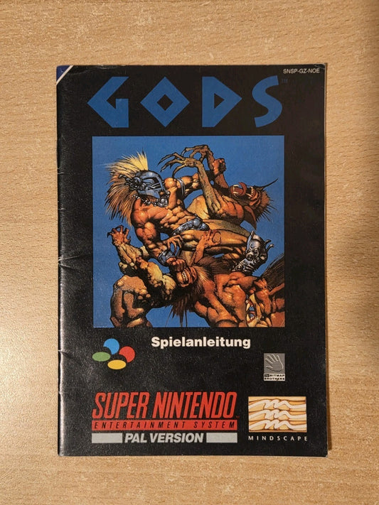SNES Super Nintendo Gods Spielanleitung Instruction Booklet NOE