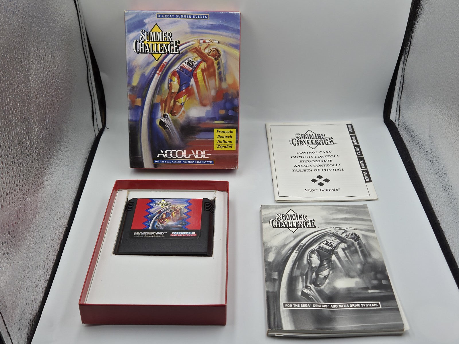 Sega Mega Drive Spiel Summer Challenge mit OVP und Anleitung Multilingual 