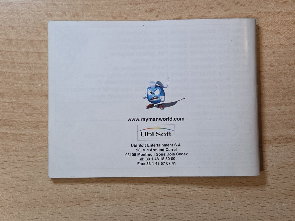 Nintendo Game Boy Advance Rayman Advance Spielanleitung EUR
