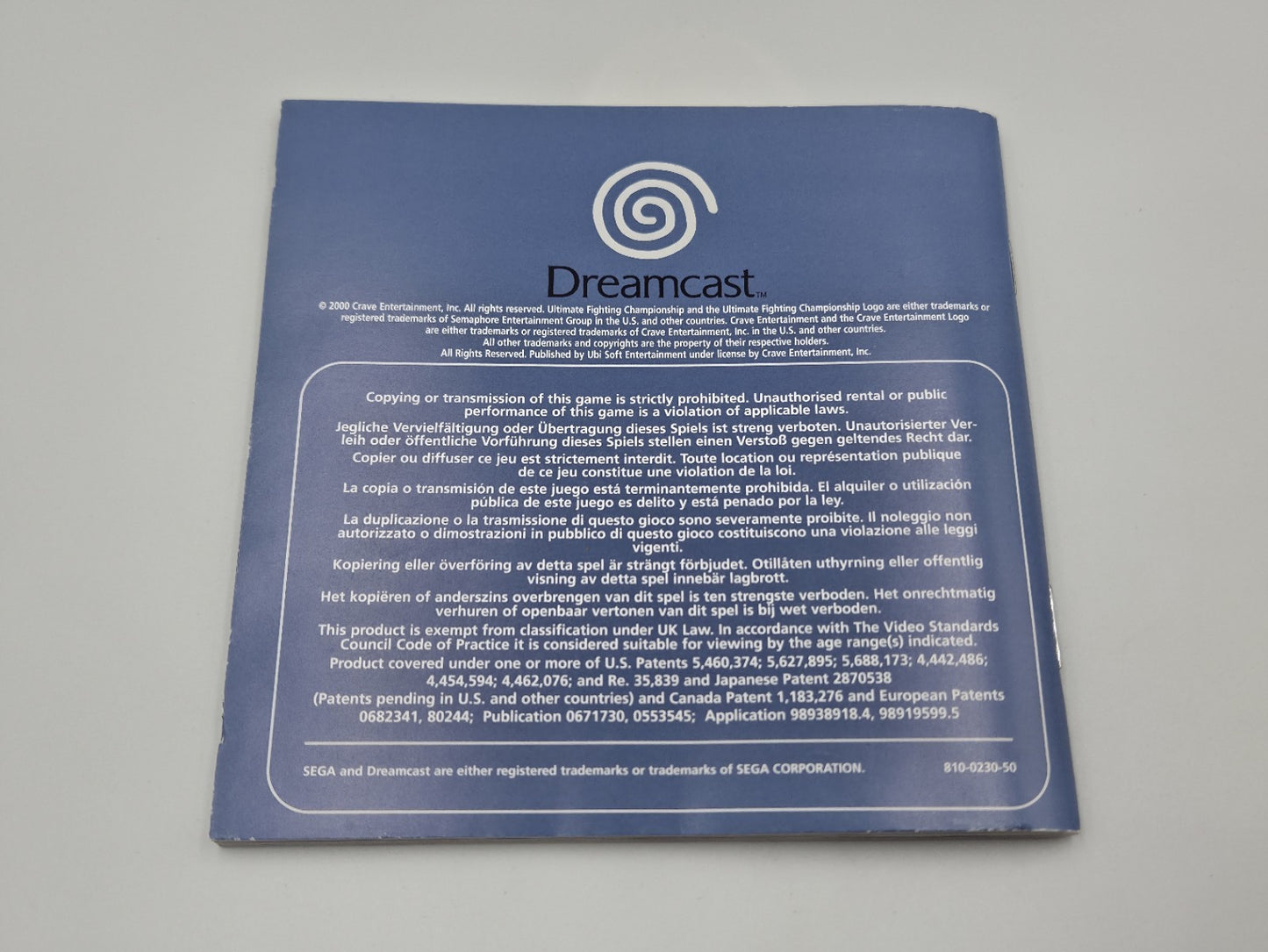 Sega Dreamcast Ultimate Fighting Championship mit OVP + Anleitung Multilingual 