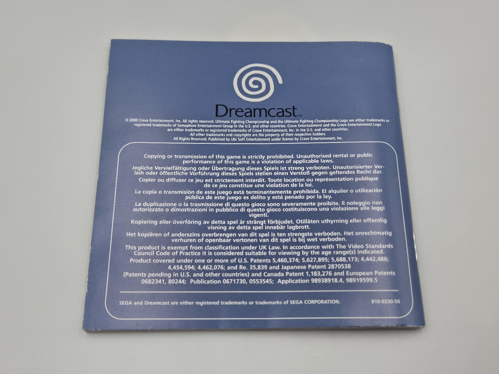 Sega Dreamcast Ultimate Fighting Championship mit OVP + Anleitung Multilingual 