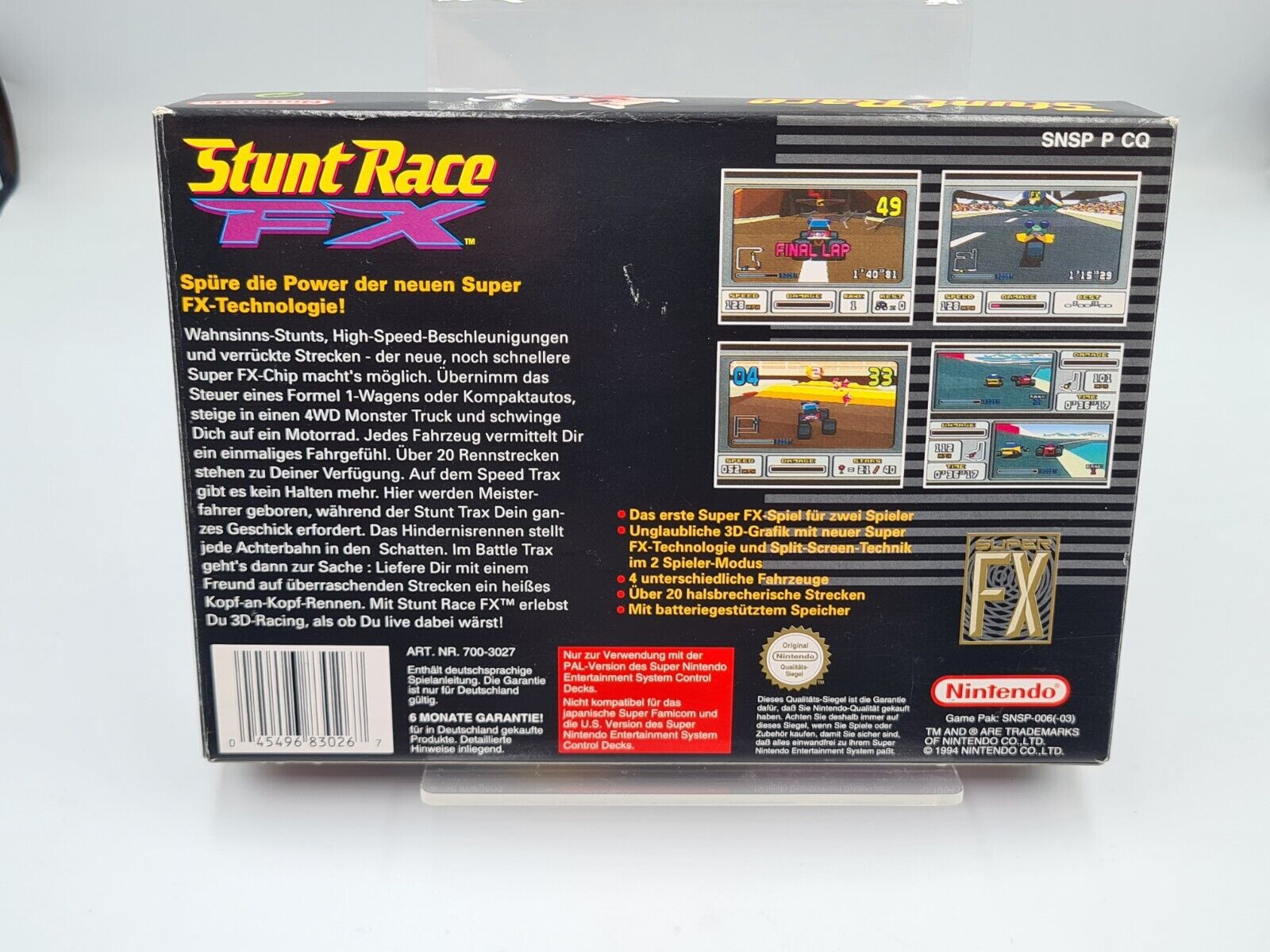 SNES Super Nintendo Stunt Race FX mit OVP und Anleitung NOE - T-Retro-Games 