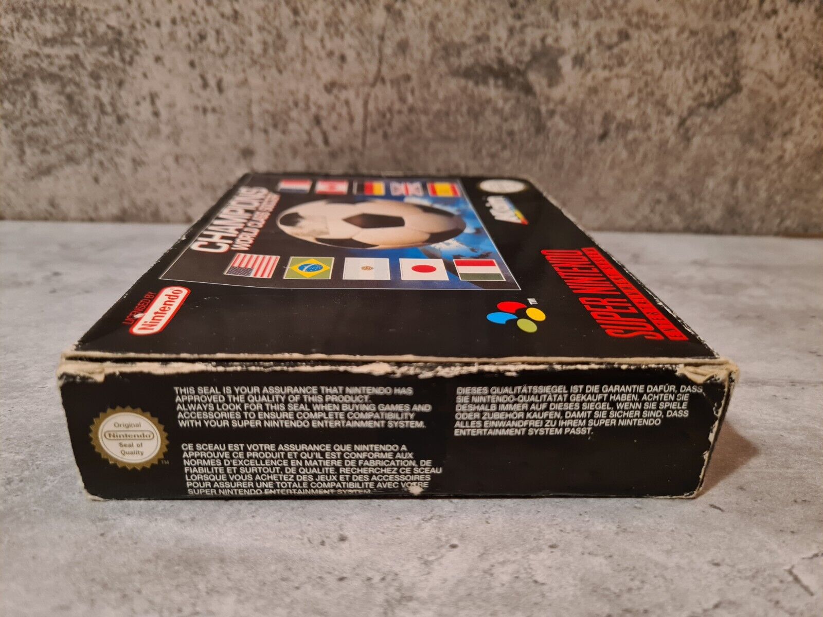 SNES Super Nintendo Champions World Class Soccer mit OVP und Anleitung EUR - T-Retro-Games 