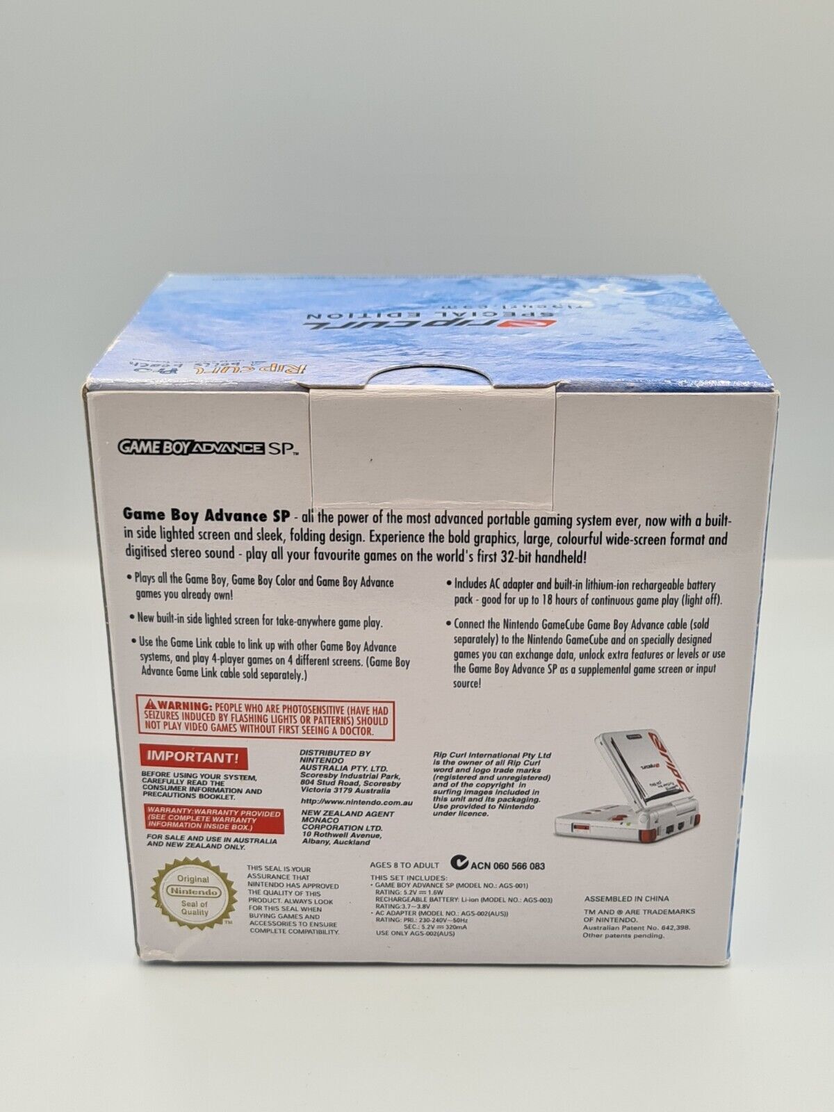 Nintendo Game Boy Advance SP Rip Curl AGS-001 Konsole Console Special Edition - T-Retro-Games 