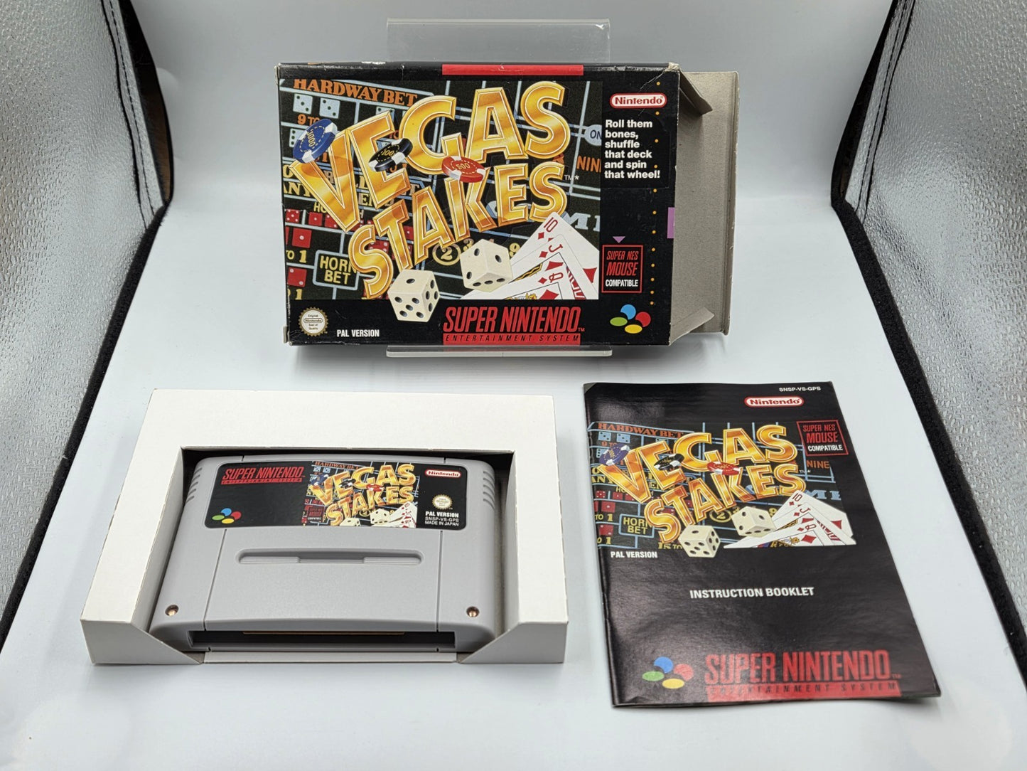 SNES Super Nintendo Vegas Stakes mit OVP und Anleitung GPS