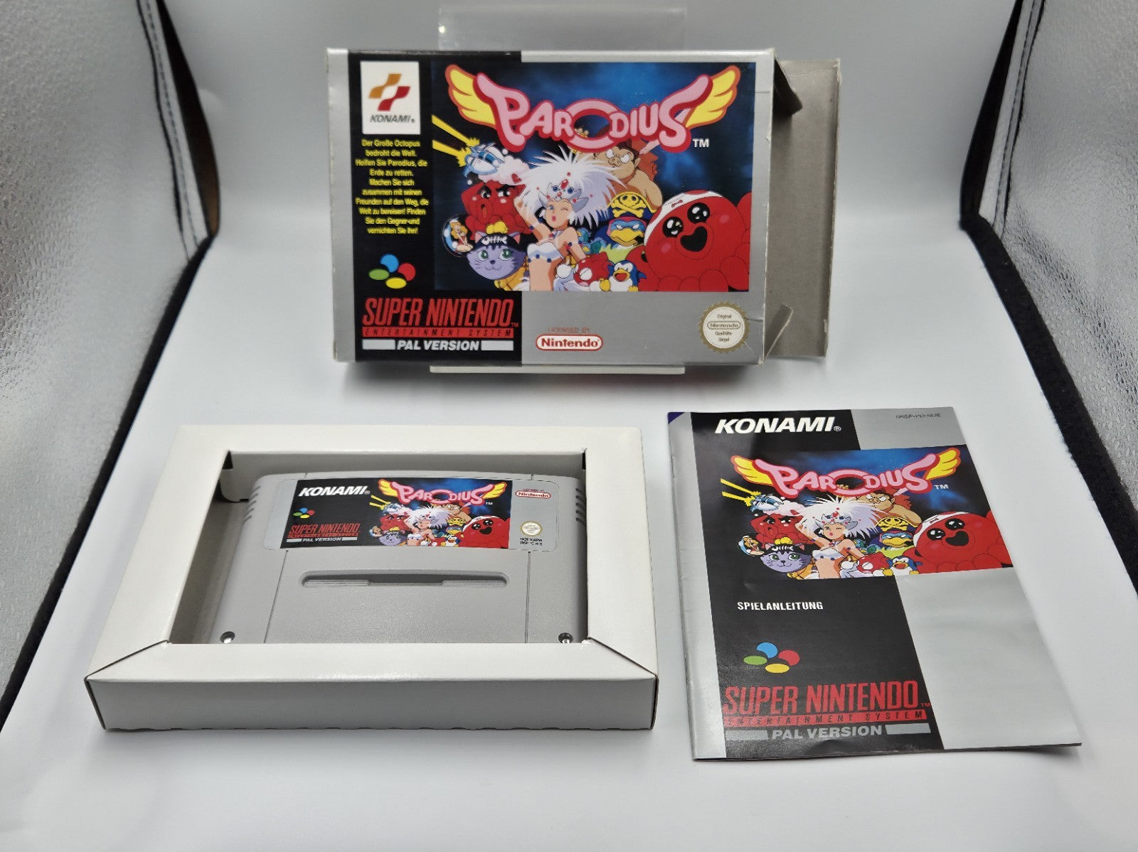 SNES Super Nintendo Spiel Parodius mit OVP und Anleitung NOE