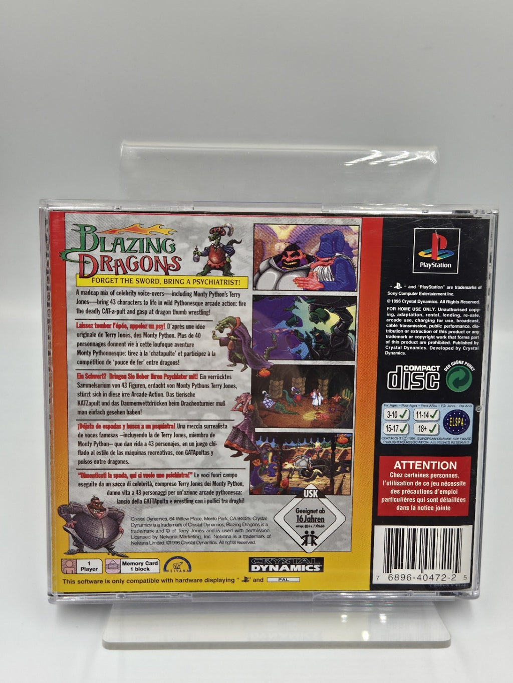 PS1 Playstation 1 Spiel Blazing Dragons mit OVP und Anleitung Multilingual