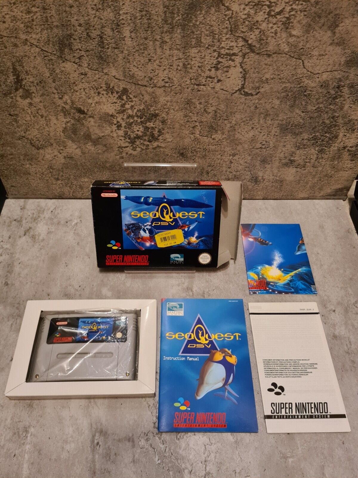 SNES Super Nintendo Sea Quest DSV mit OVP und Anleitung + Poster EUR - T-Retro-Games 