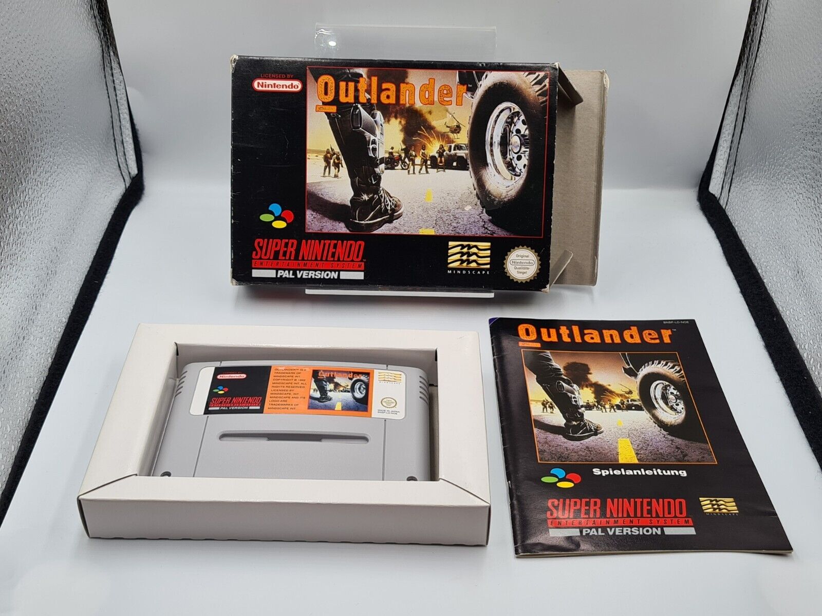 SNES Super Nintendo Outlander mit OVP und Anleitung NOE - T-Retro-Games 