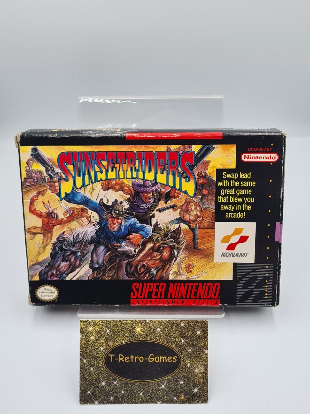 SNES Super Nintendo Sunset Riders mit OVP und Anleitung NTSC-USA - T-Retro-Games 