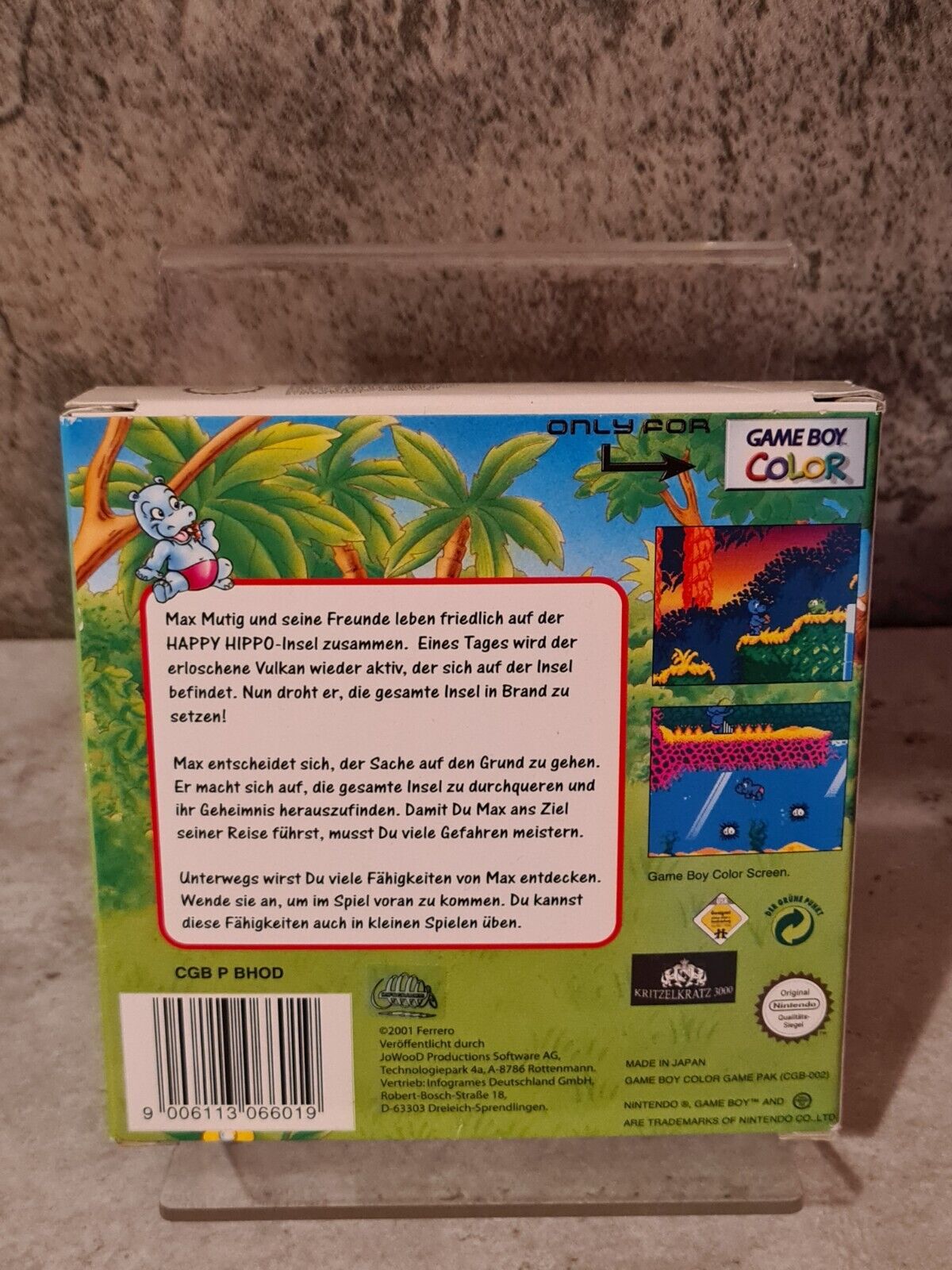 Gameboy Color Das Geheimnis der Happy Hippo Insel mit OVP und Anleitung NOE - T-Retro-Games 